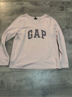 GAP Light Pink Crewneck Sweatshirt with Glitter Logo, Size XL